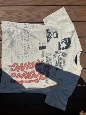Ply distressed rhinestone tee